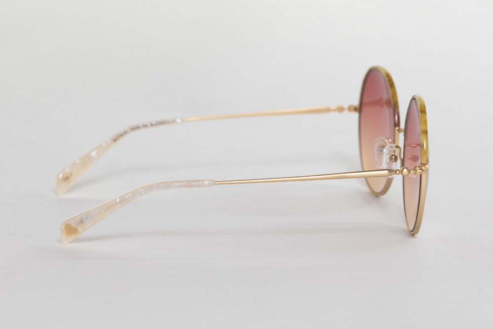 Farrah Round Metal Sunglasses - Pink