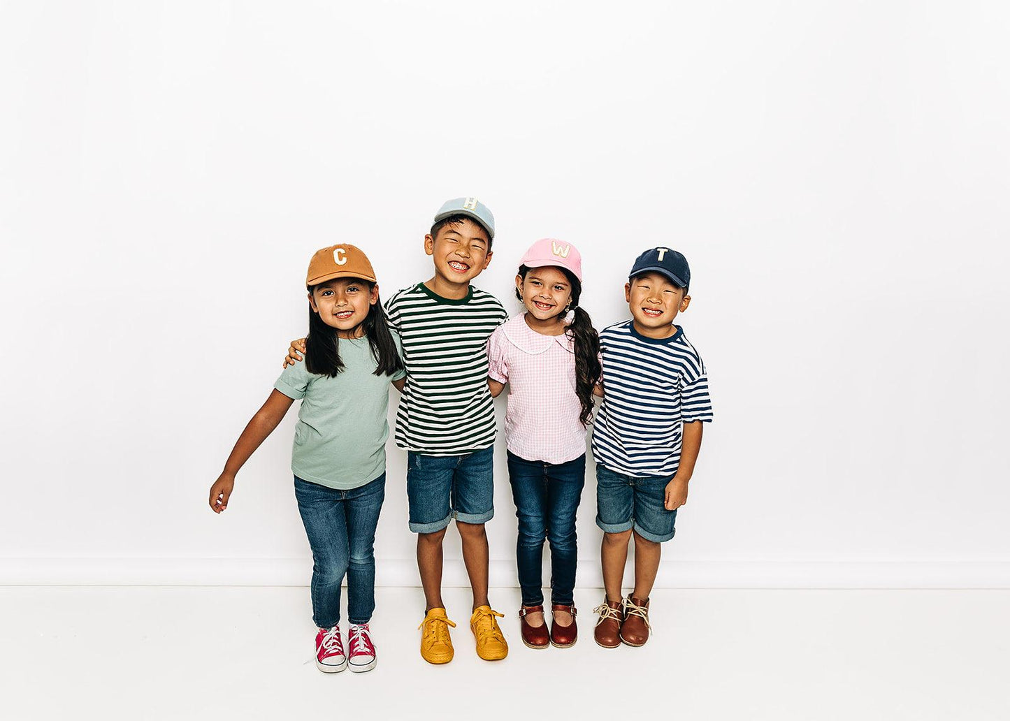 Light Pink Hat + Gold & White Terry Letter