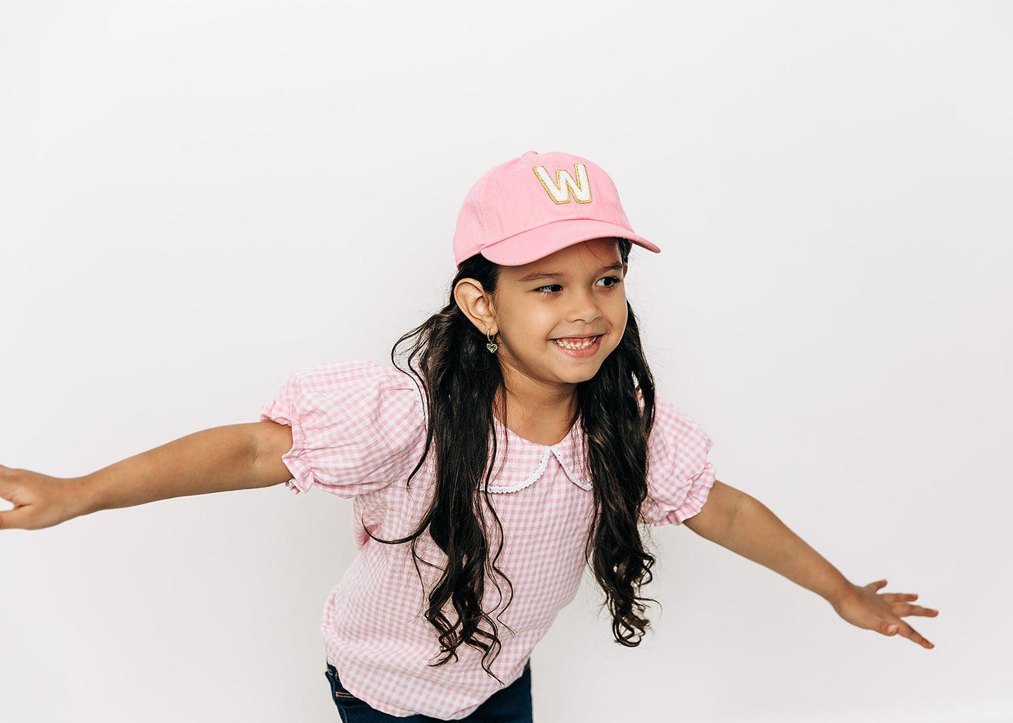 Light Pink Hat + Gold & White Terry Letter