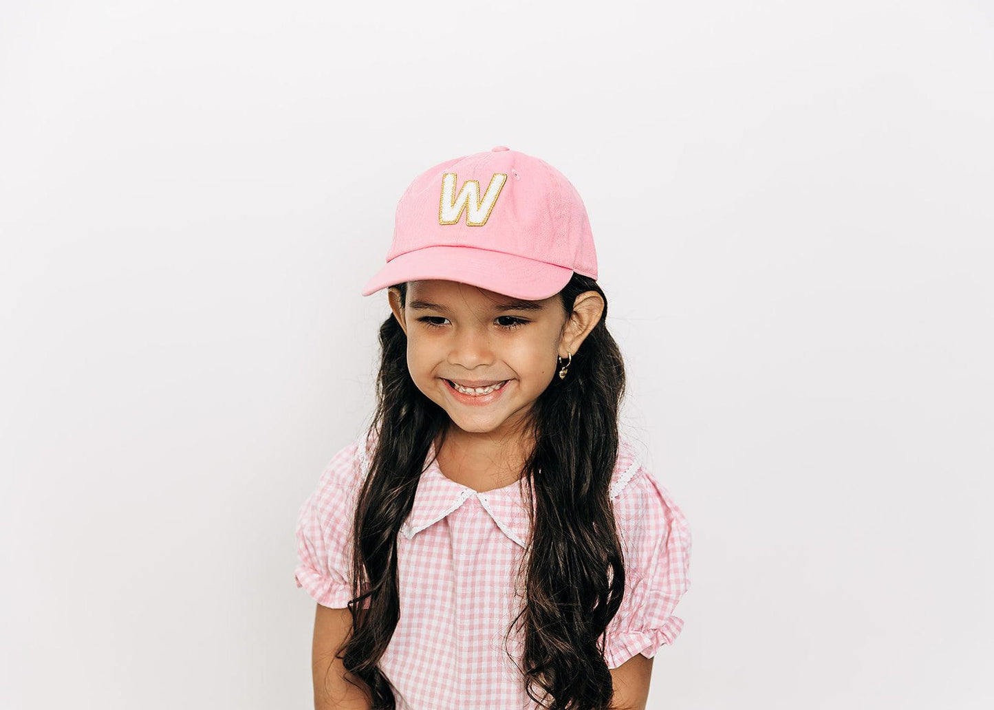 Light Pink Hat + Gold & White Terry Letter