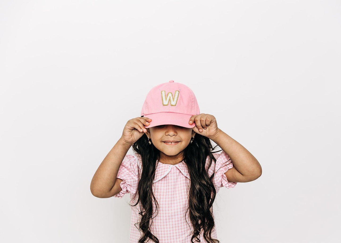 Light Pink Hat + Gold & White Terry Letter