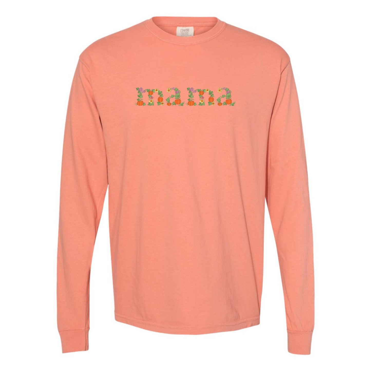 'Fall Floral Mama' Embroidered Long Sleeve T-Shirt