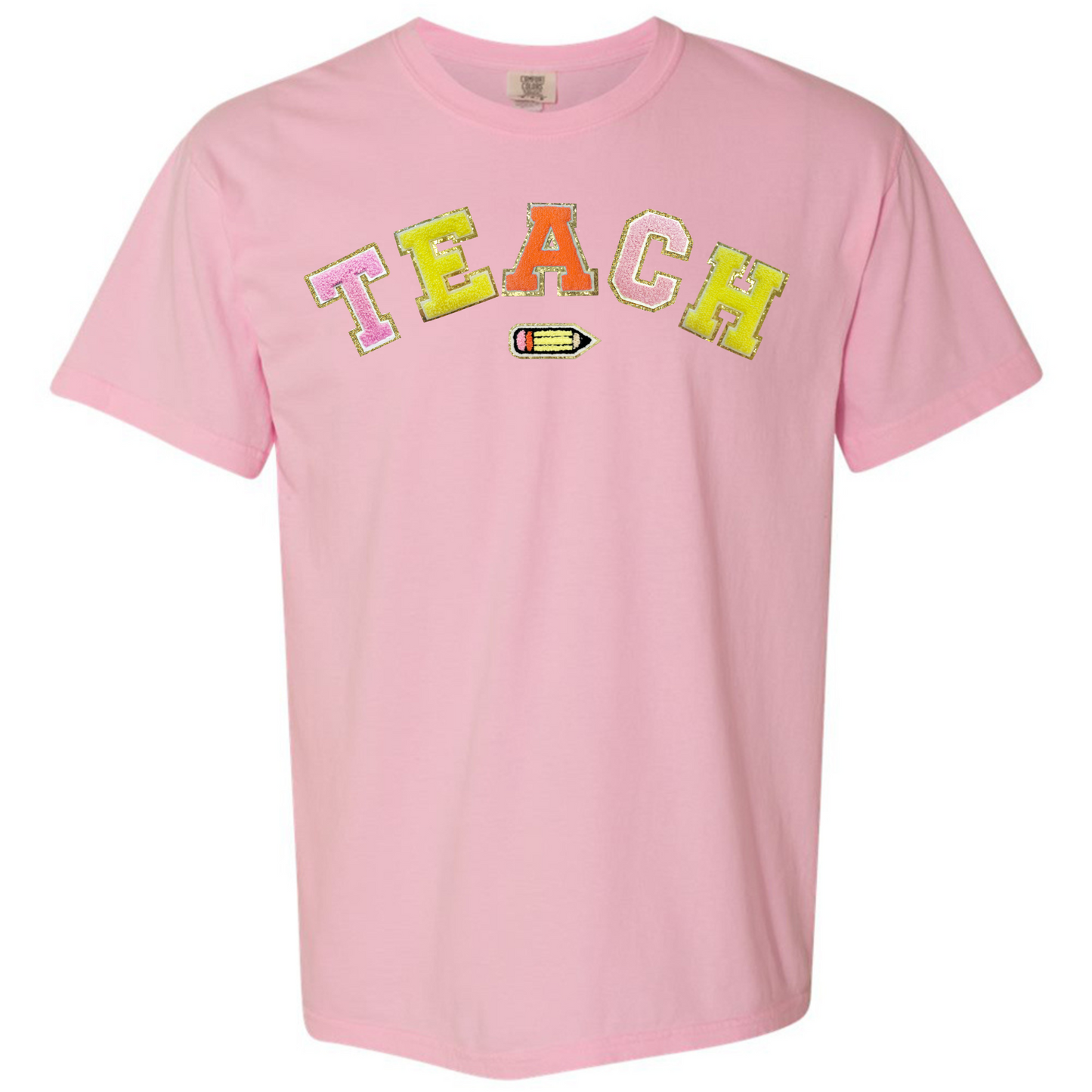 Teach Pencil Letter Patch T-Shirt