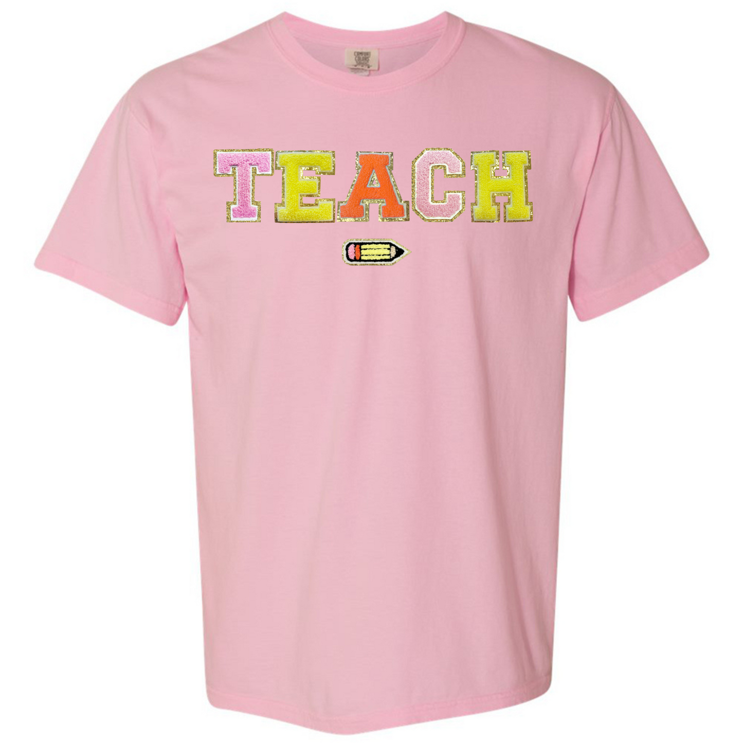 Teach Pencil Letter Patch T-Shirt