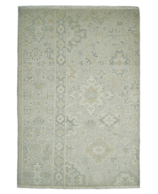 2x3 Hand Knotted Beige, Ivory and Gray Traditional Persian Oushak Wool Rug | N3123