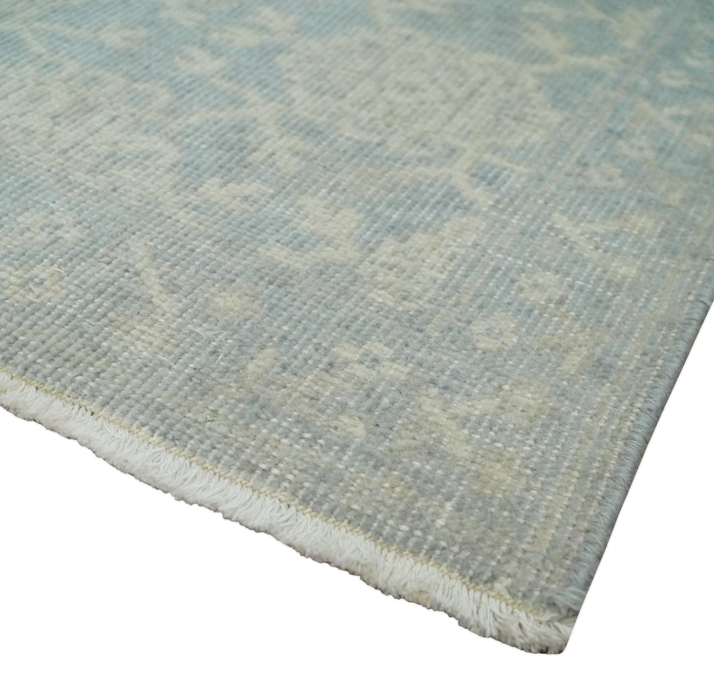 2x3 Hand Knotted Blue, Beige and Gray Traditional Persian Oushak Wool Rug | N7423