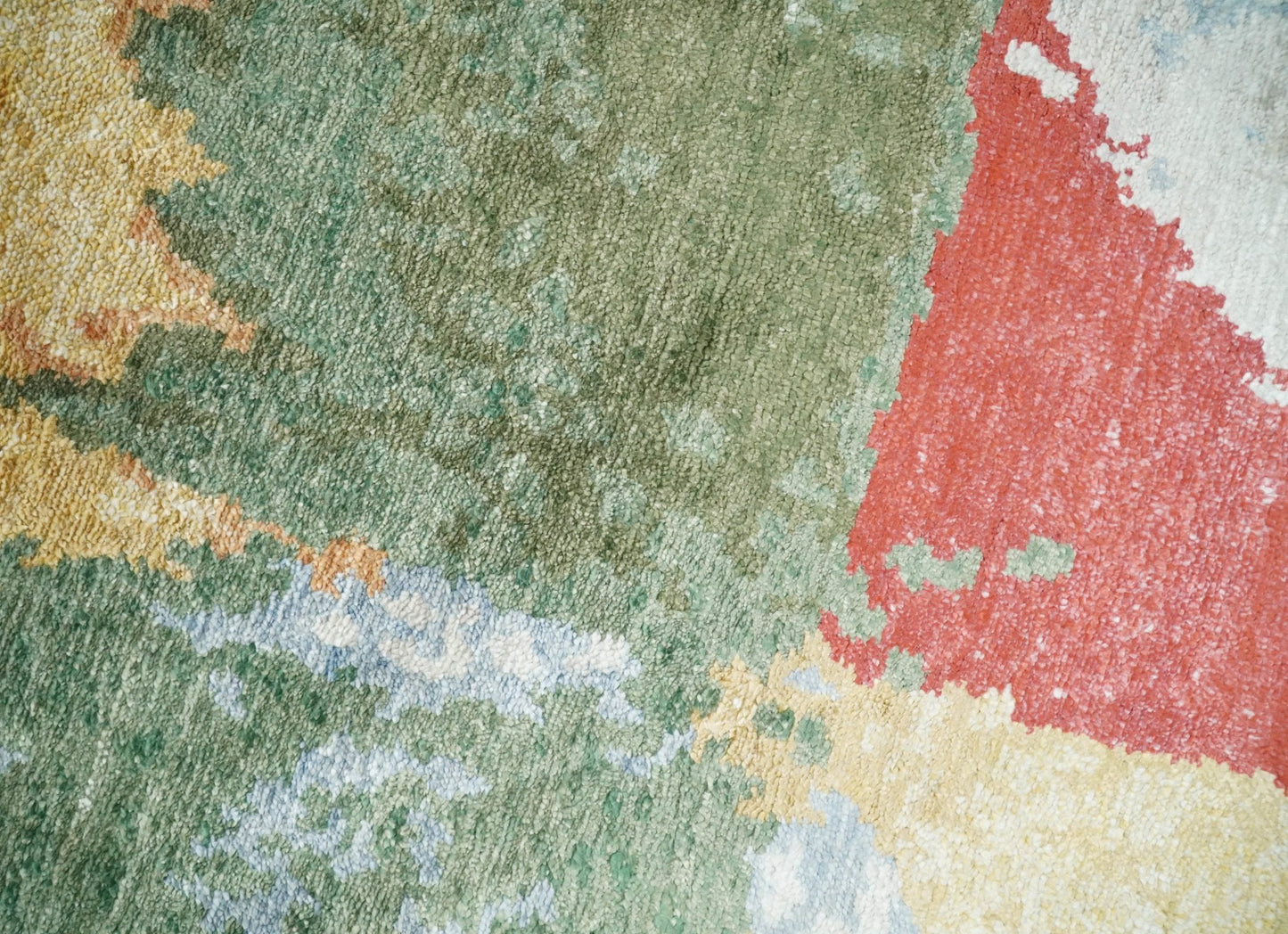 2x4 Modern Multicolor Wool and Silk Hand Knotted Rug| N624