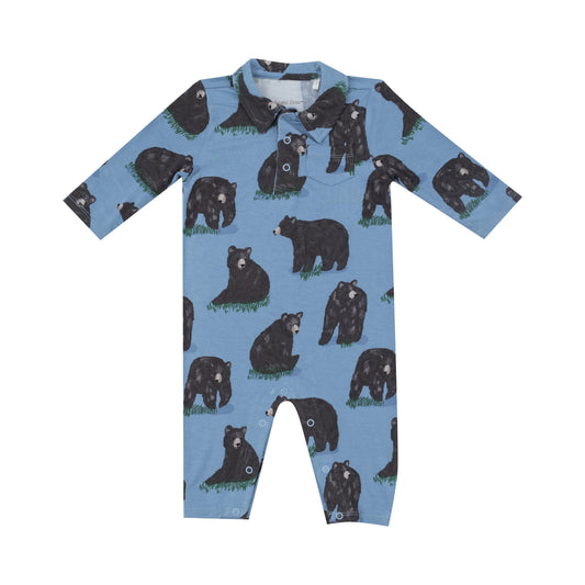 Polo Romper - Black Bears