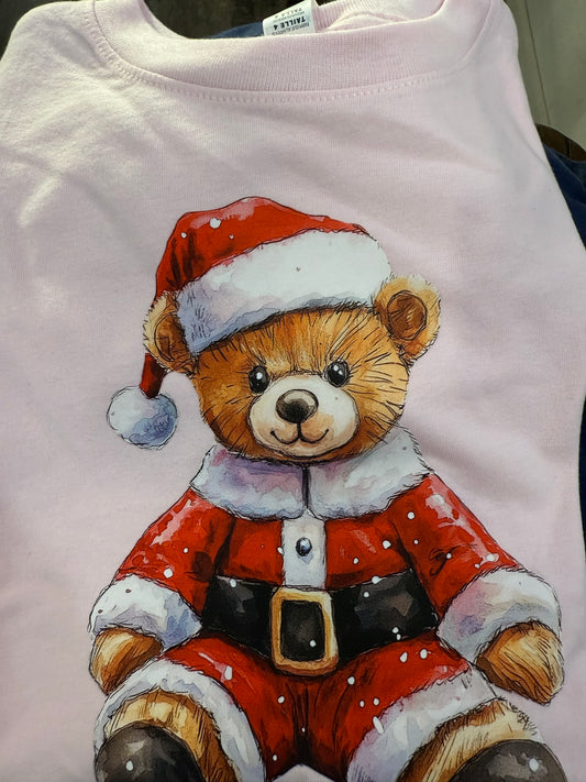 Youth Pink Santa Bear Tee