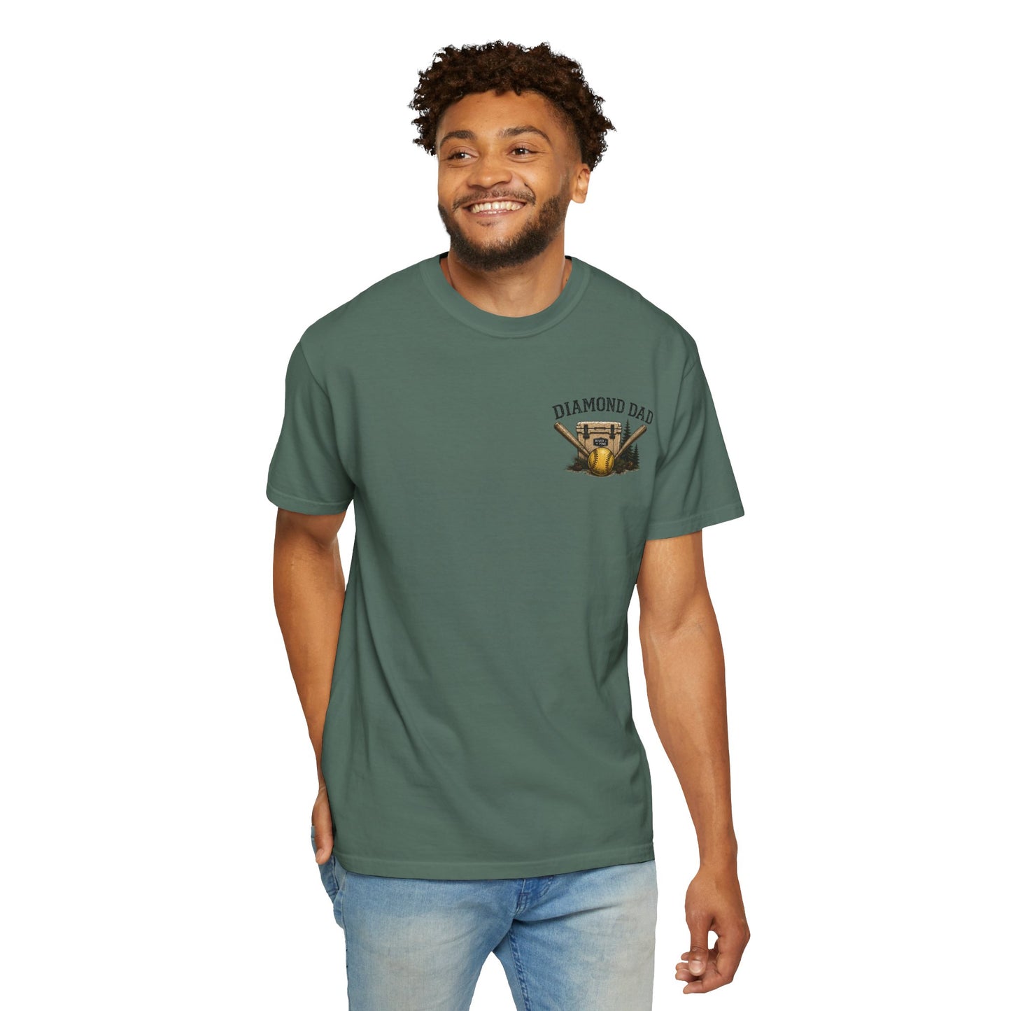 River + Pine Comfort Colors - Diamond Dad Raised on Softball T-Shirt