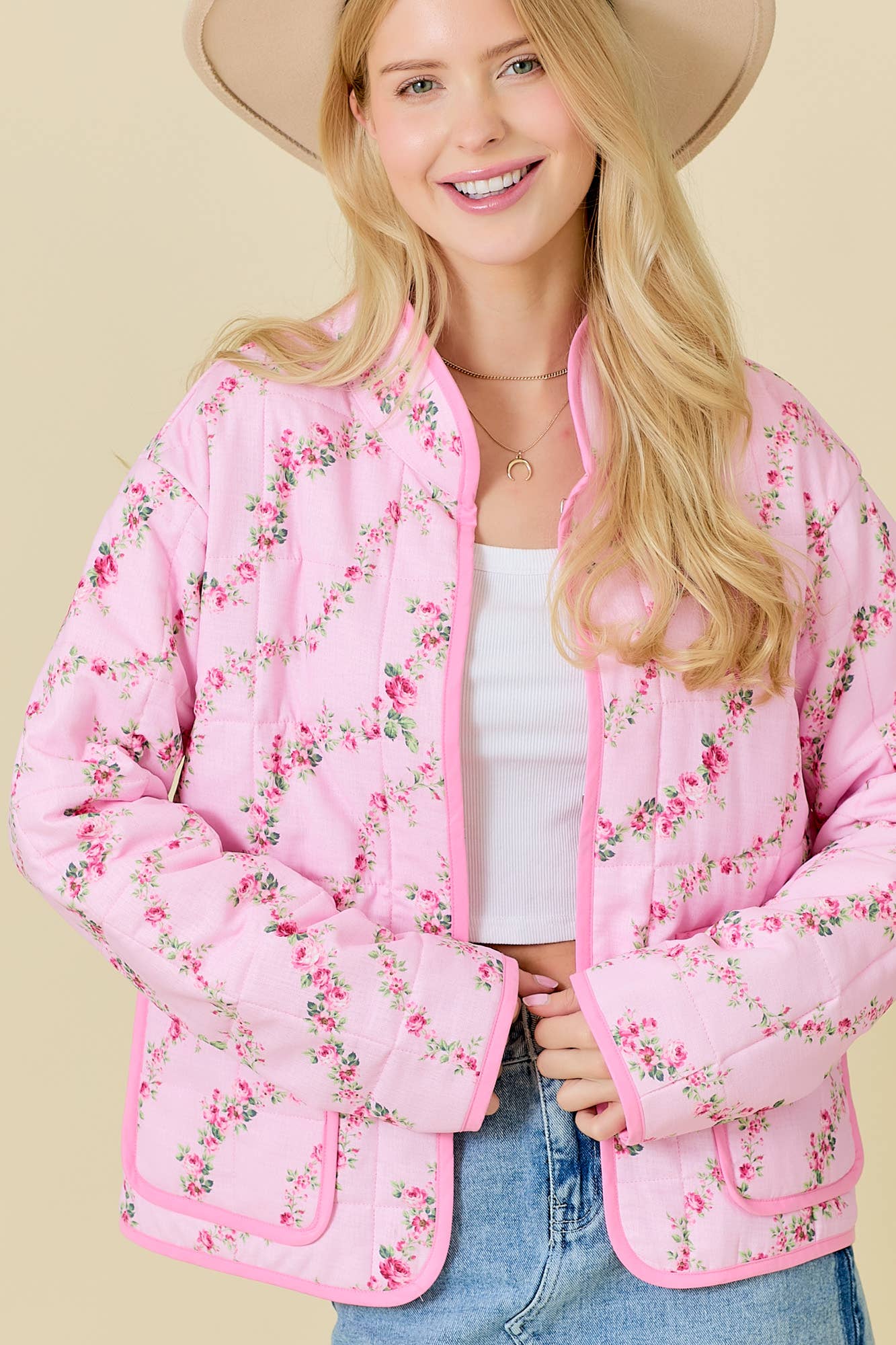 Main Strip - Floral Printed Quilted Jacket