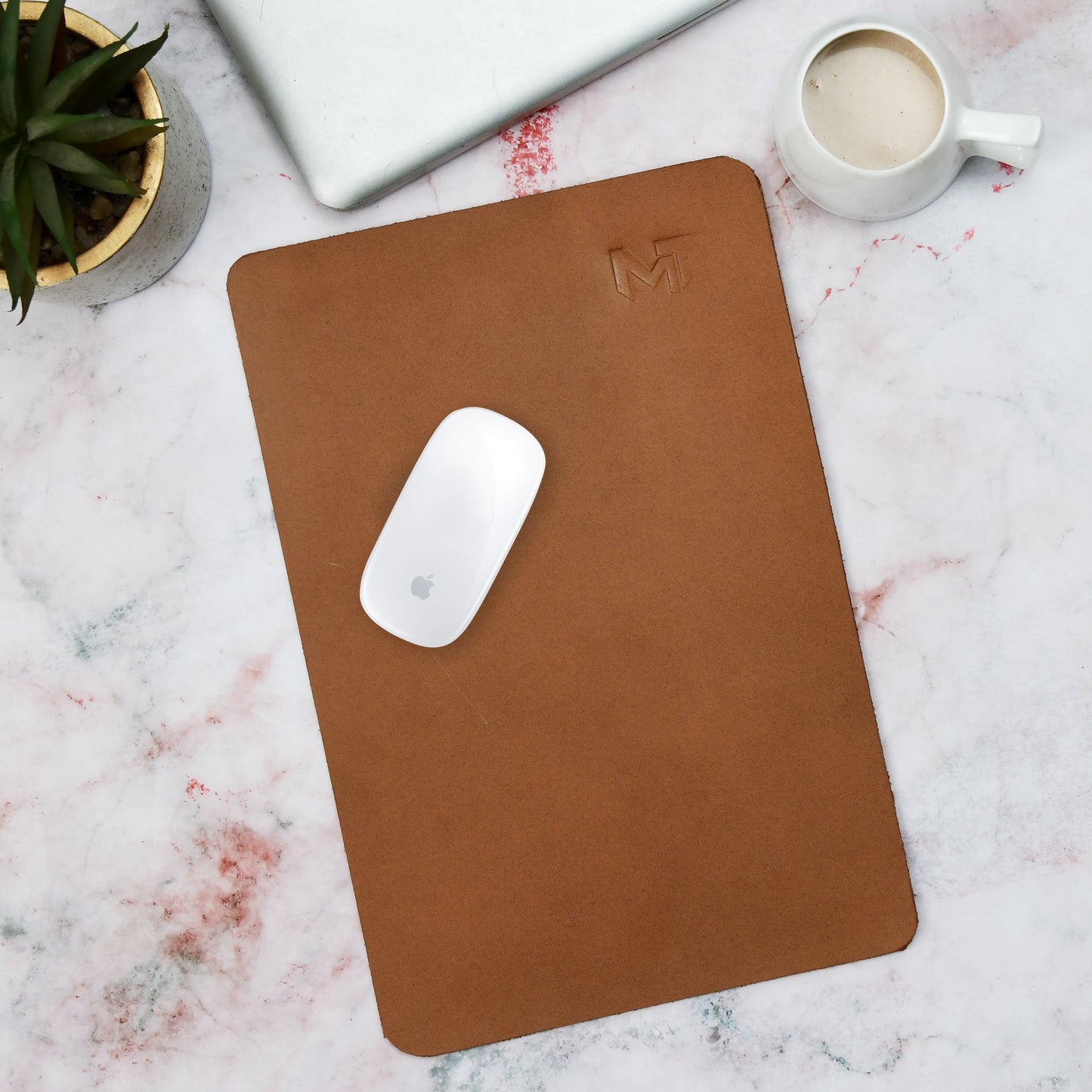 Caramel Luxe Leather Desk Mat + Mouse Pad