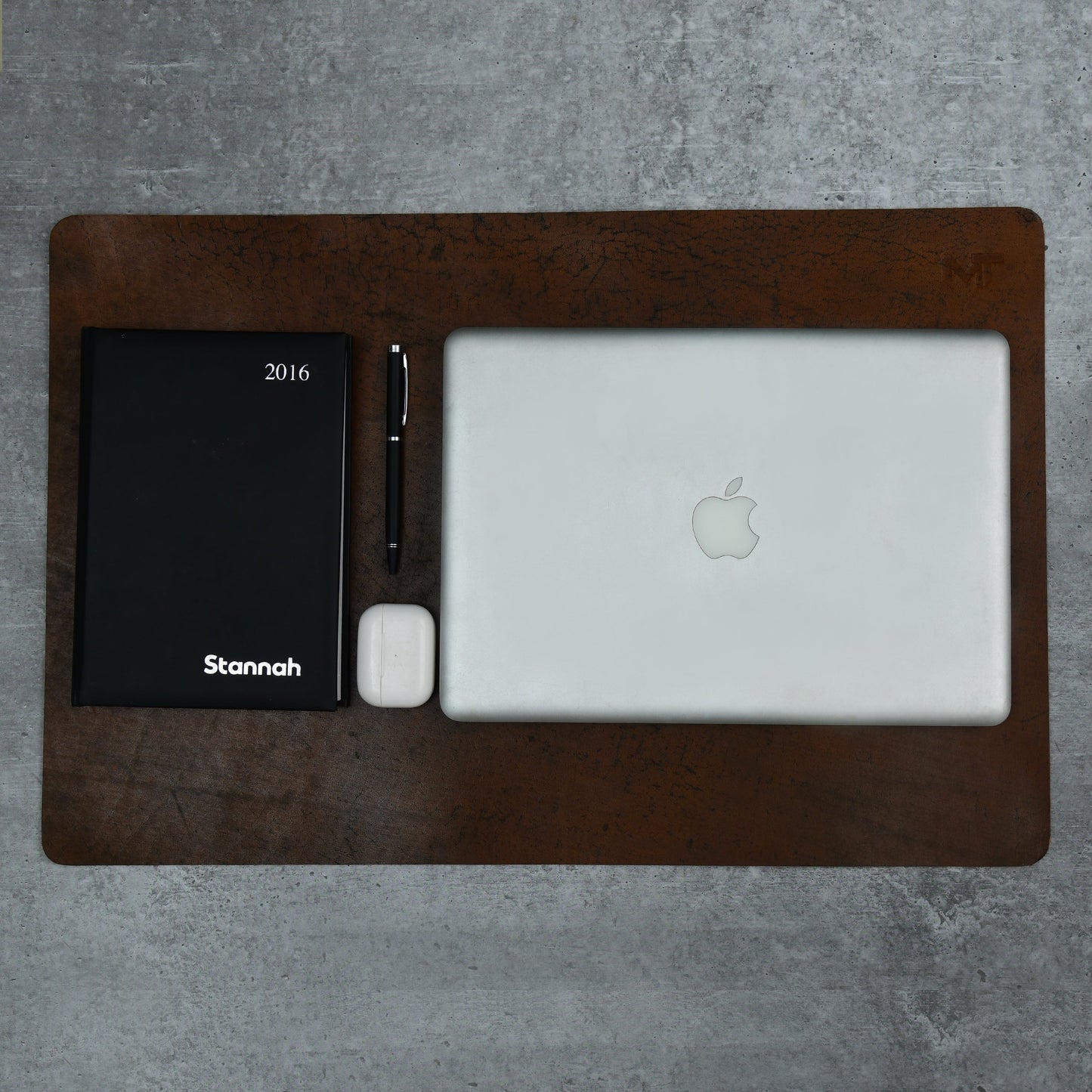 Espresso Elegance Leather Desk Mat + Mouse Pad