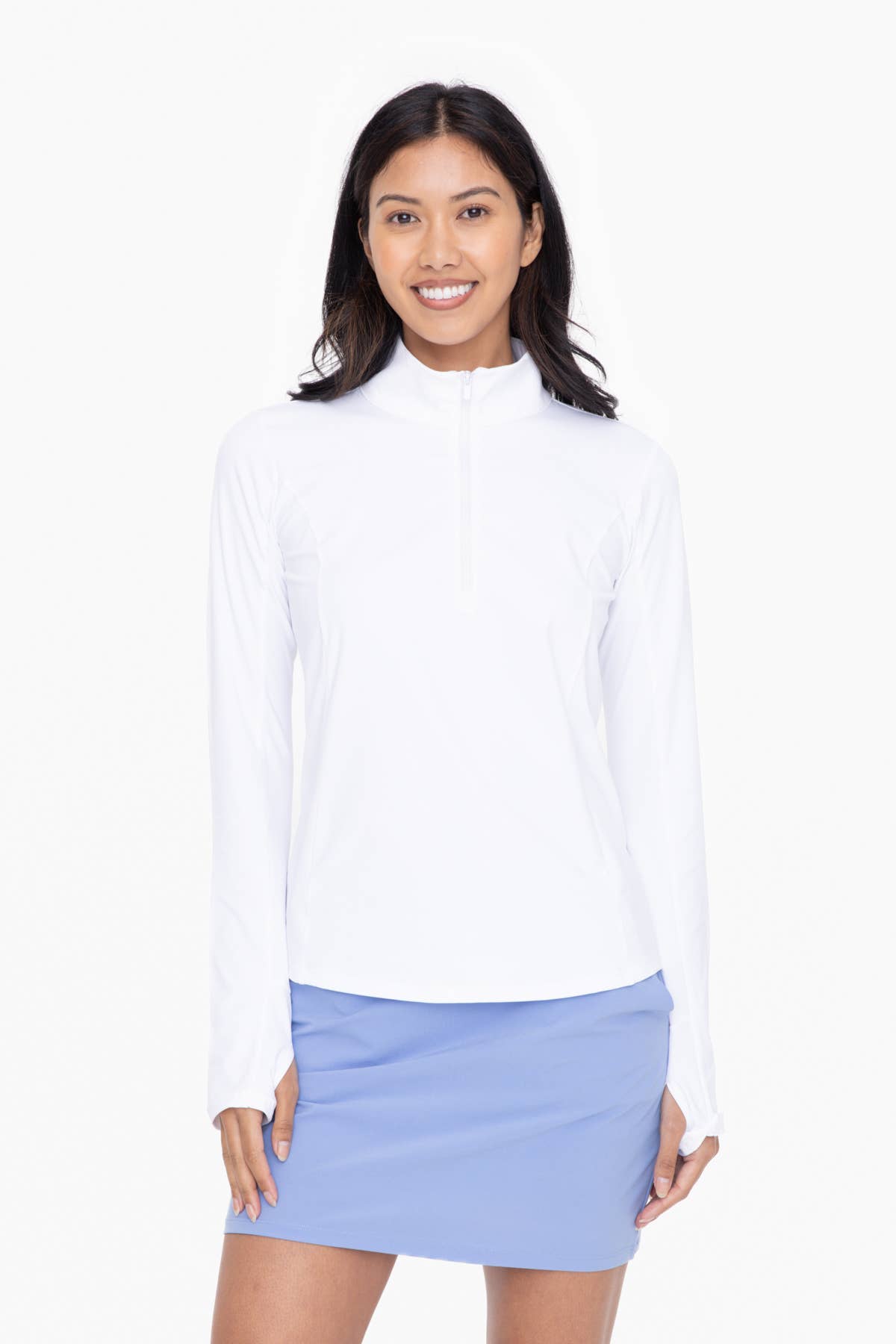 Mono B - Mock Neck Half Zip Long Sleeve Active Top