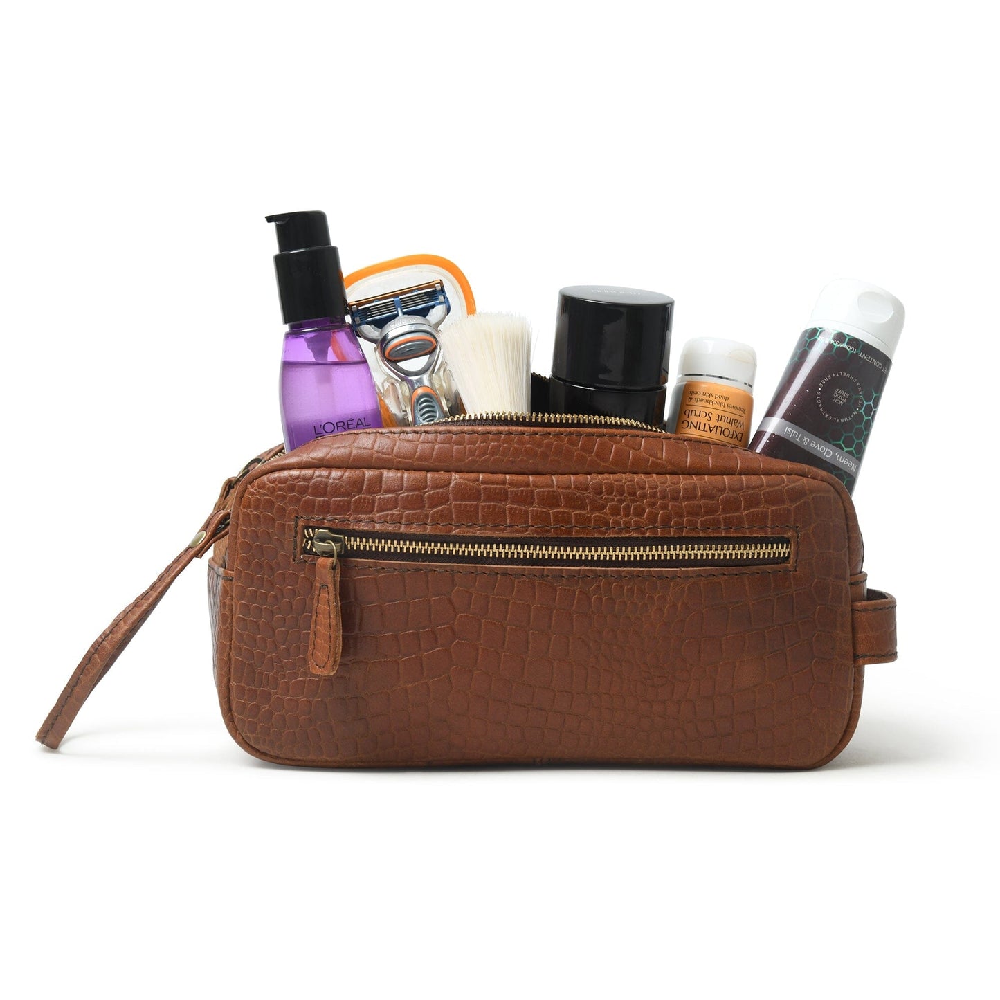 Hairon Croco Leather Toiletry Bag