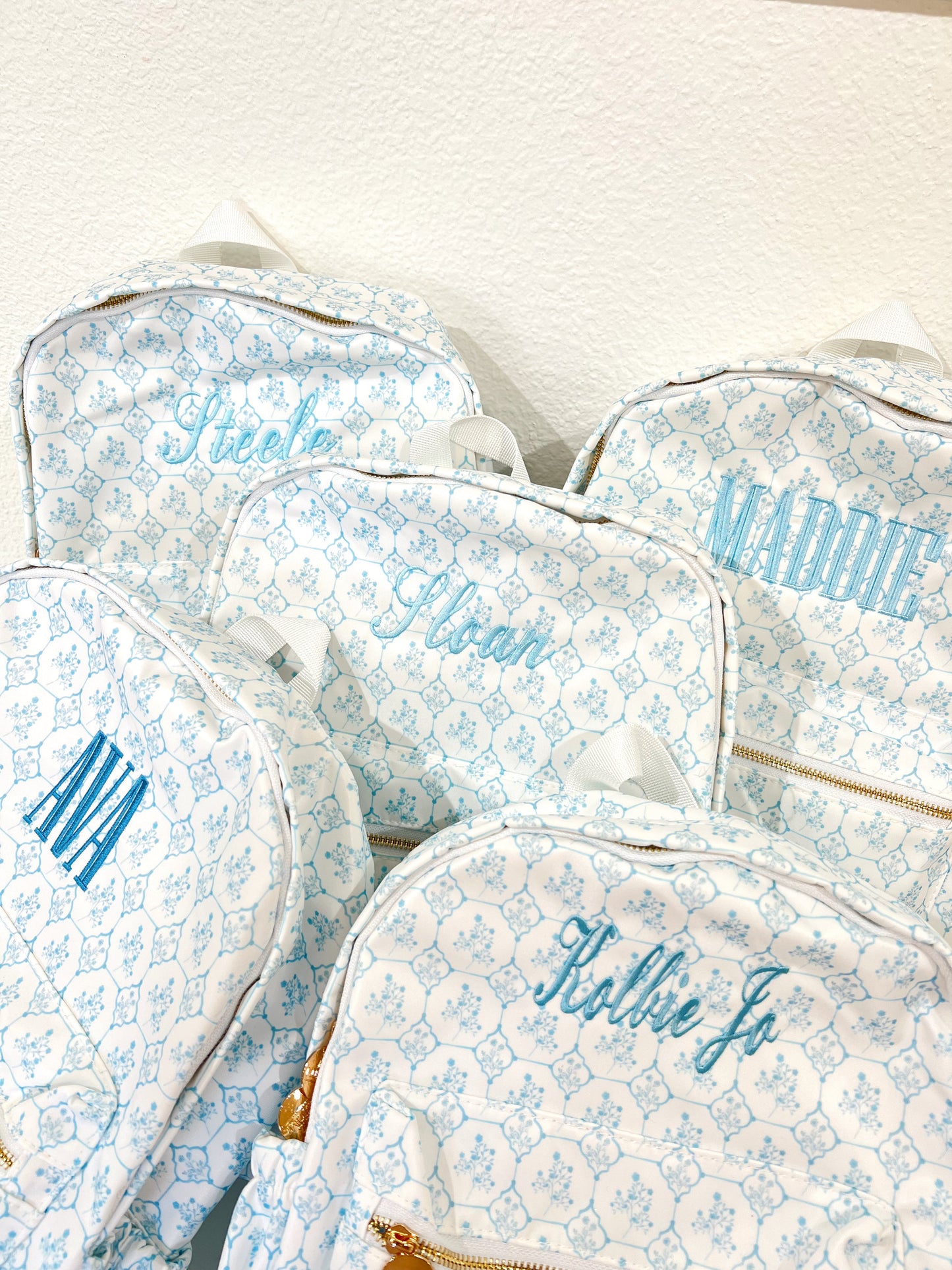 Blue Toile Backpack