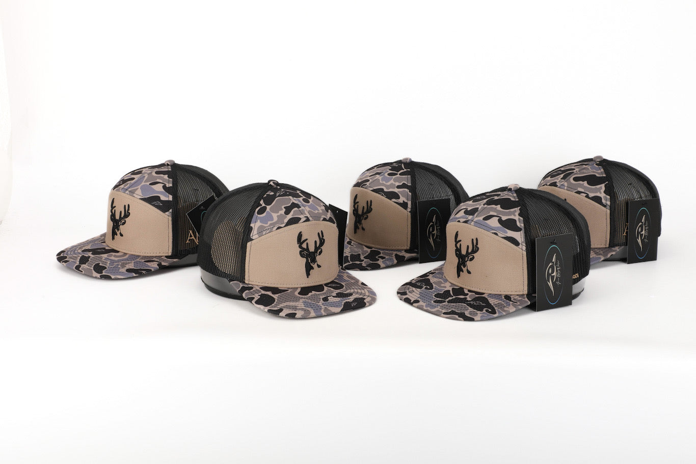 Deer 7 Panel Hardwoods II AFW Style w- 3 D Puff and Black Mesh