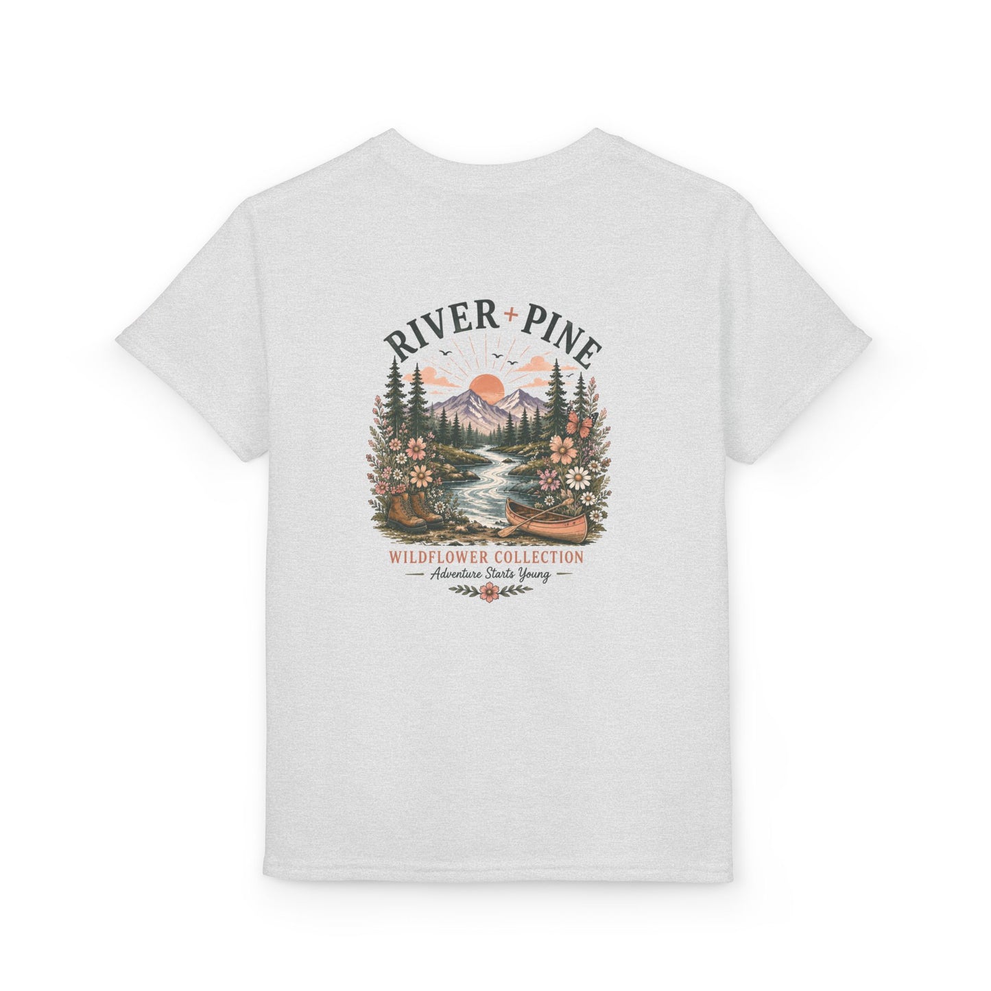 River + Pine Youth T-Shirt — Wildflower Collection Nature Graphic