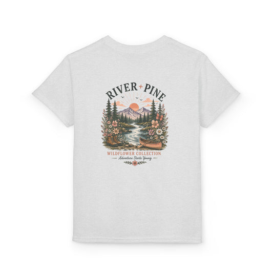 River + Pine Youth T-Shirt — Wildflower Collection Nature Graphic