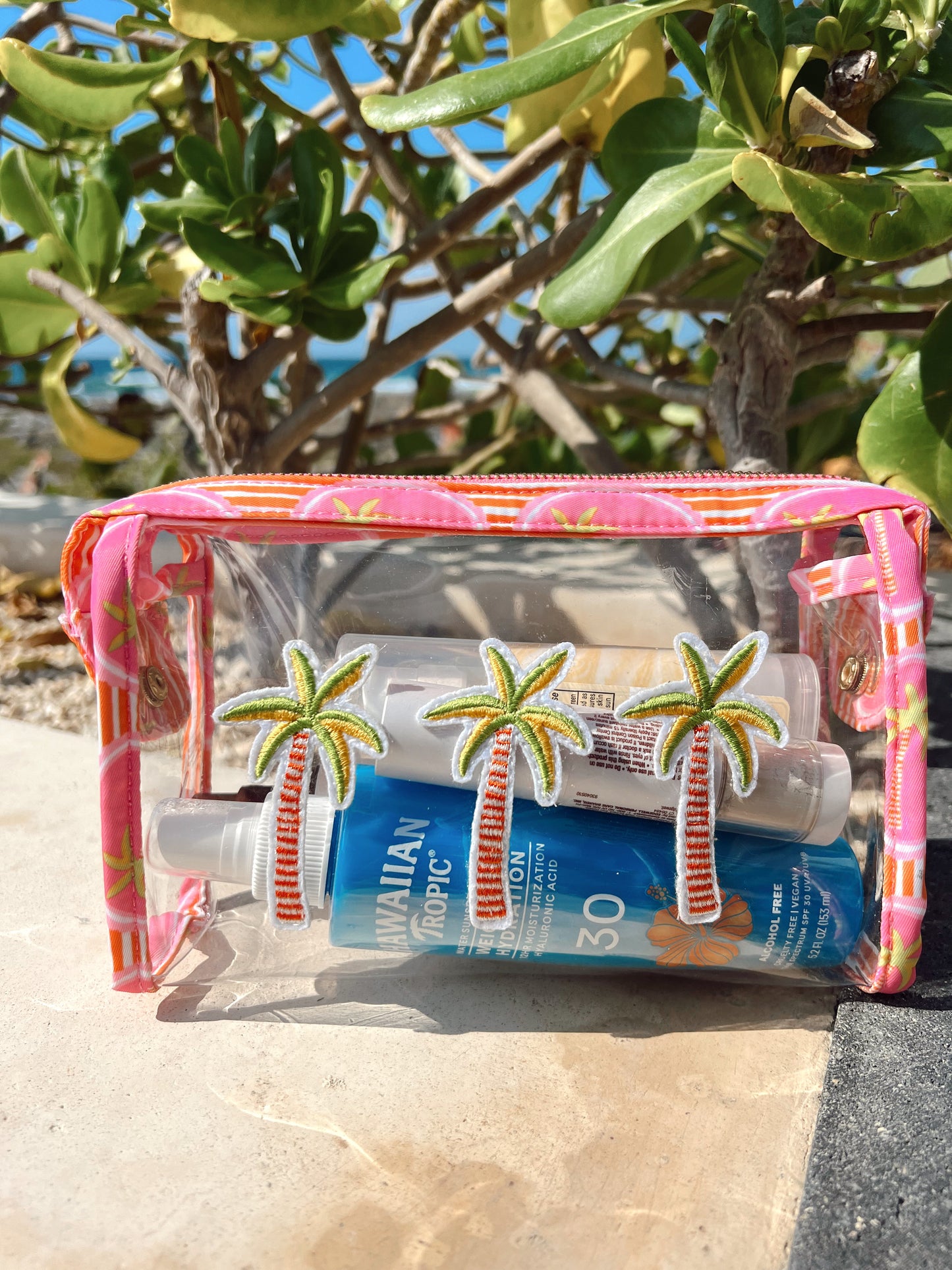 3 Pink Palm Trees - Snap Clear Pouch