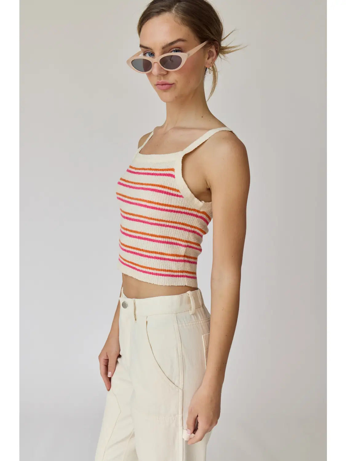 Knit Tank Top | Pink & Orange Stripe