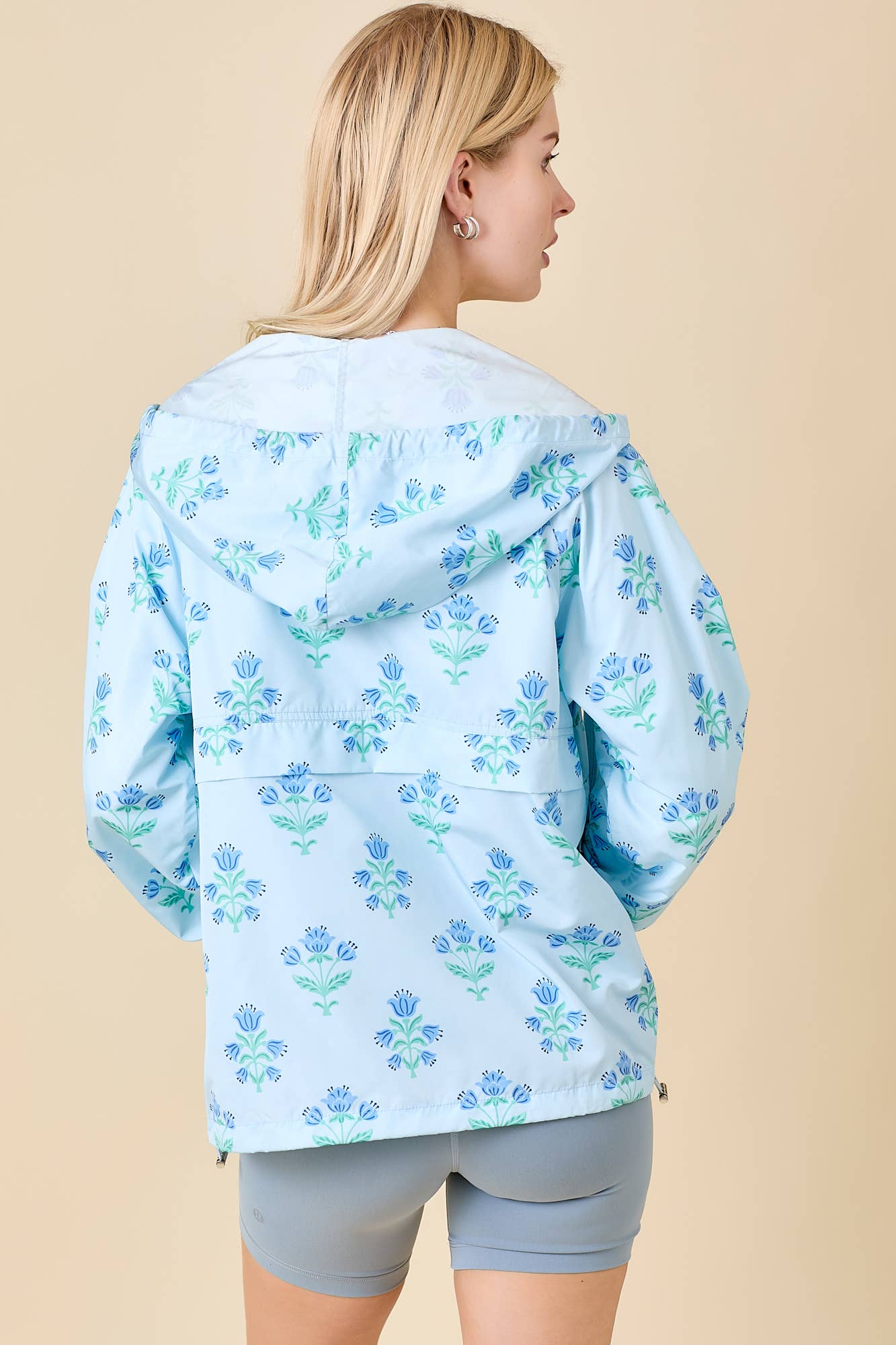 Main Strip - Floral Printed Half Zip Windbreaker Jacket