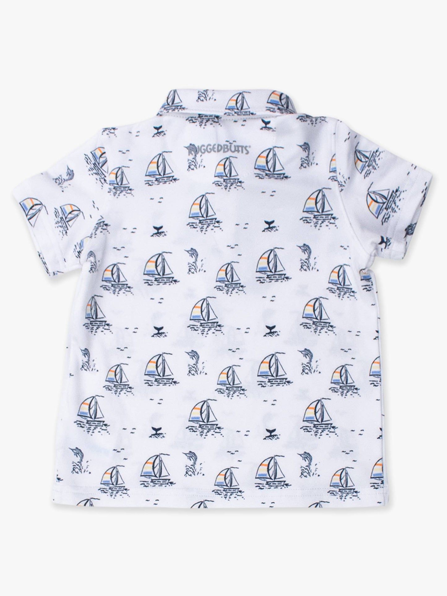 RuffleButts + RuggedButts - Boys Sailing the Seas Knit Short Sleeve Performance Polo