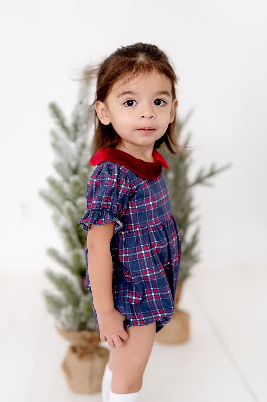 Quinn Collared Bubble in Holiday Plaid