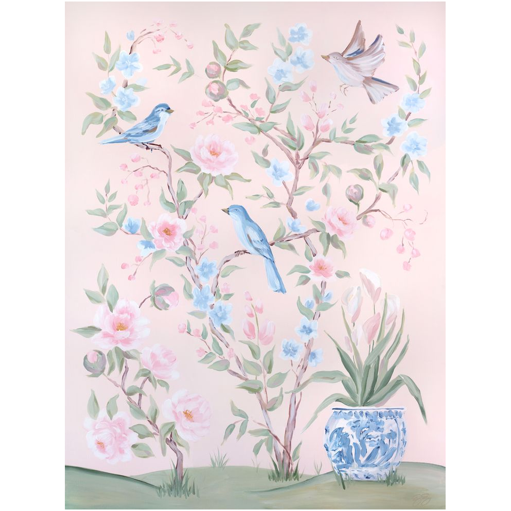 Blush Chinoiserie No. 2, a fine art print on canvas