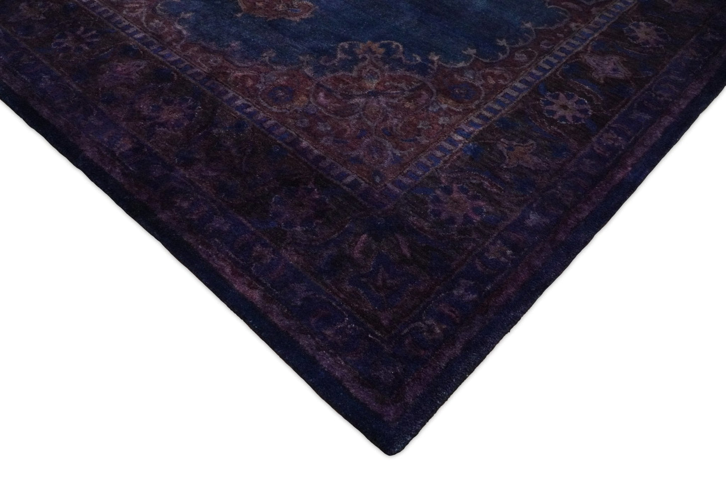 Blue and Purple Plum Handmade Overdyed Premium Custom Made wool Area Rug