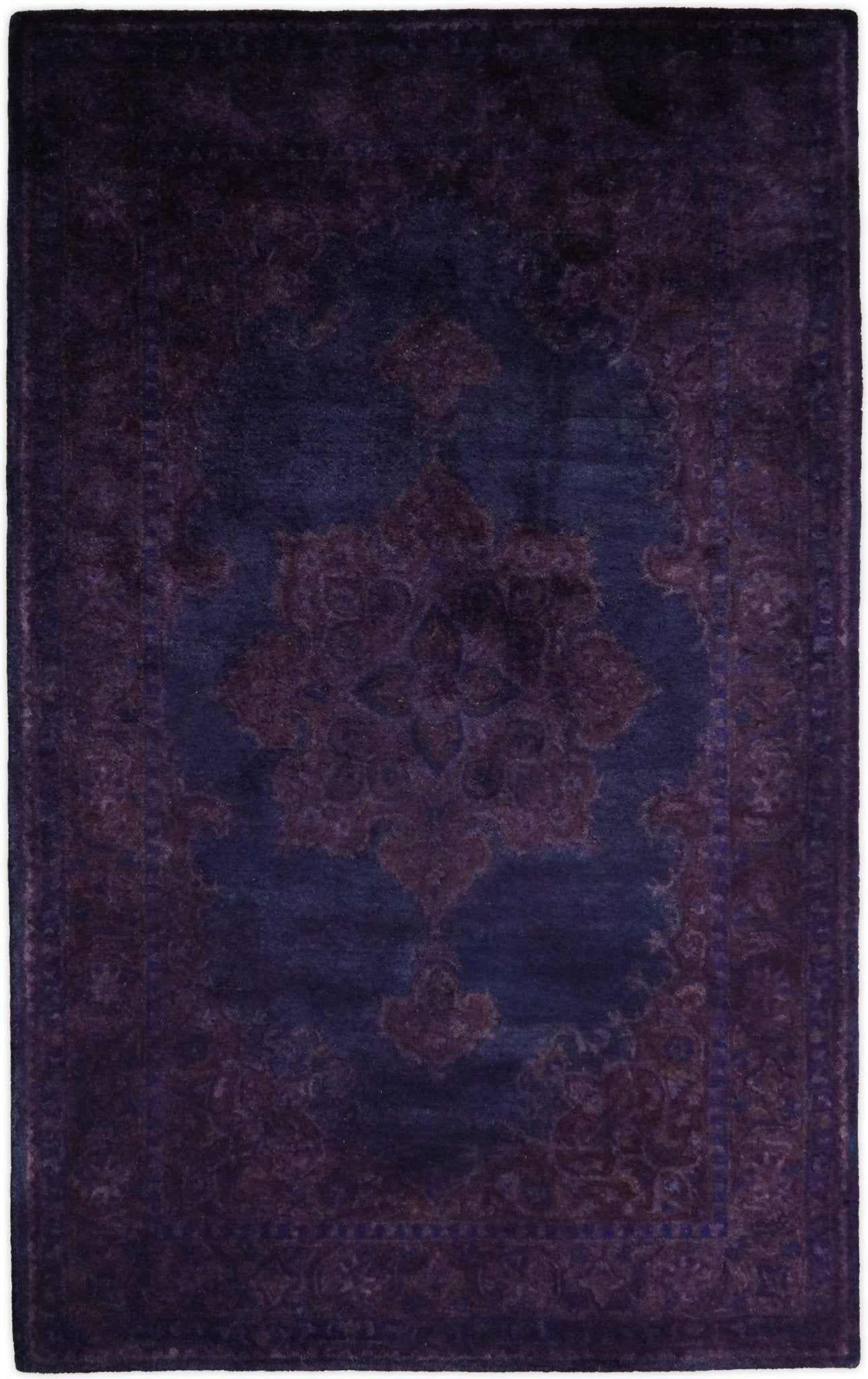 Blue and Purple Plum Handmade Overdyed Premium Custom Made wool Area Rug