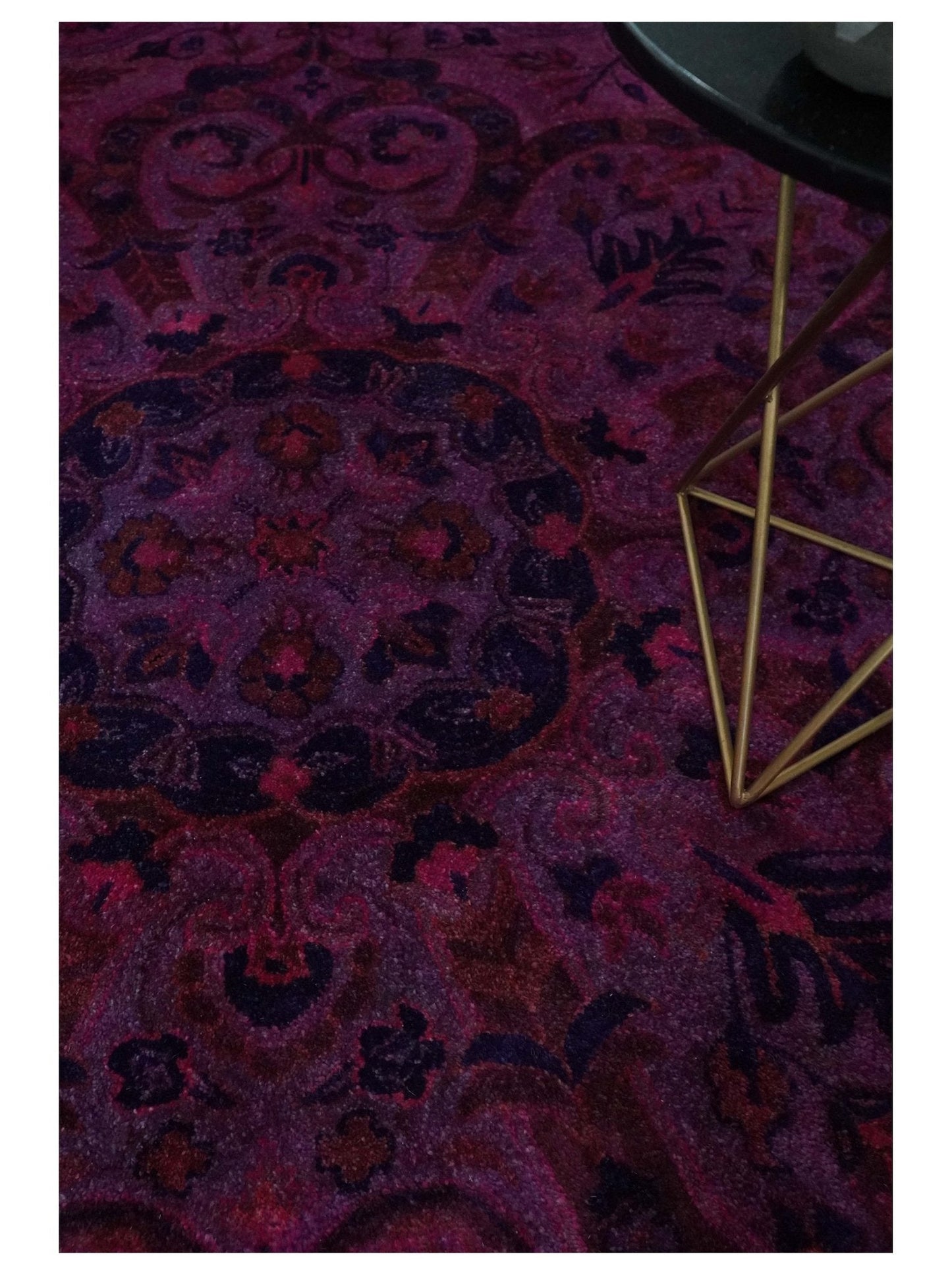 3x5, 5x8, 8x11 Pink Wine and Blue Overdyed Classic Wool Area Rug