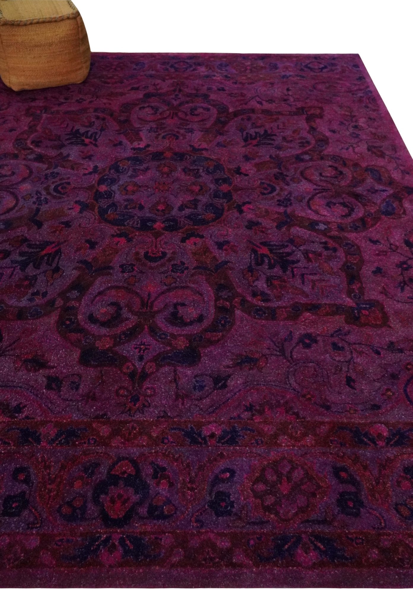 3x5, 5x8, 8x11 Pink Wine and Blue Overdyed Classic Wool Area Rug