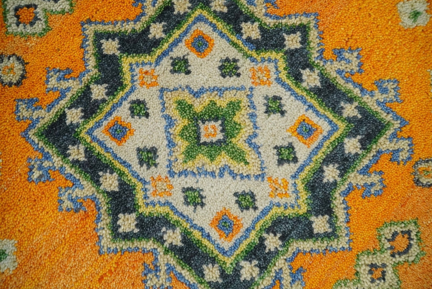 3x5 Gold and Blue Wool Hand Knotted traditional Vintage Antique Southwestern Kazak | TRDCP36735