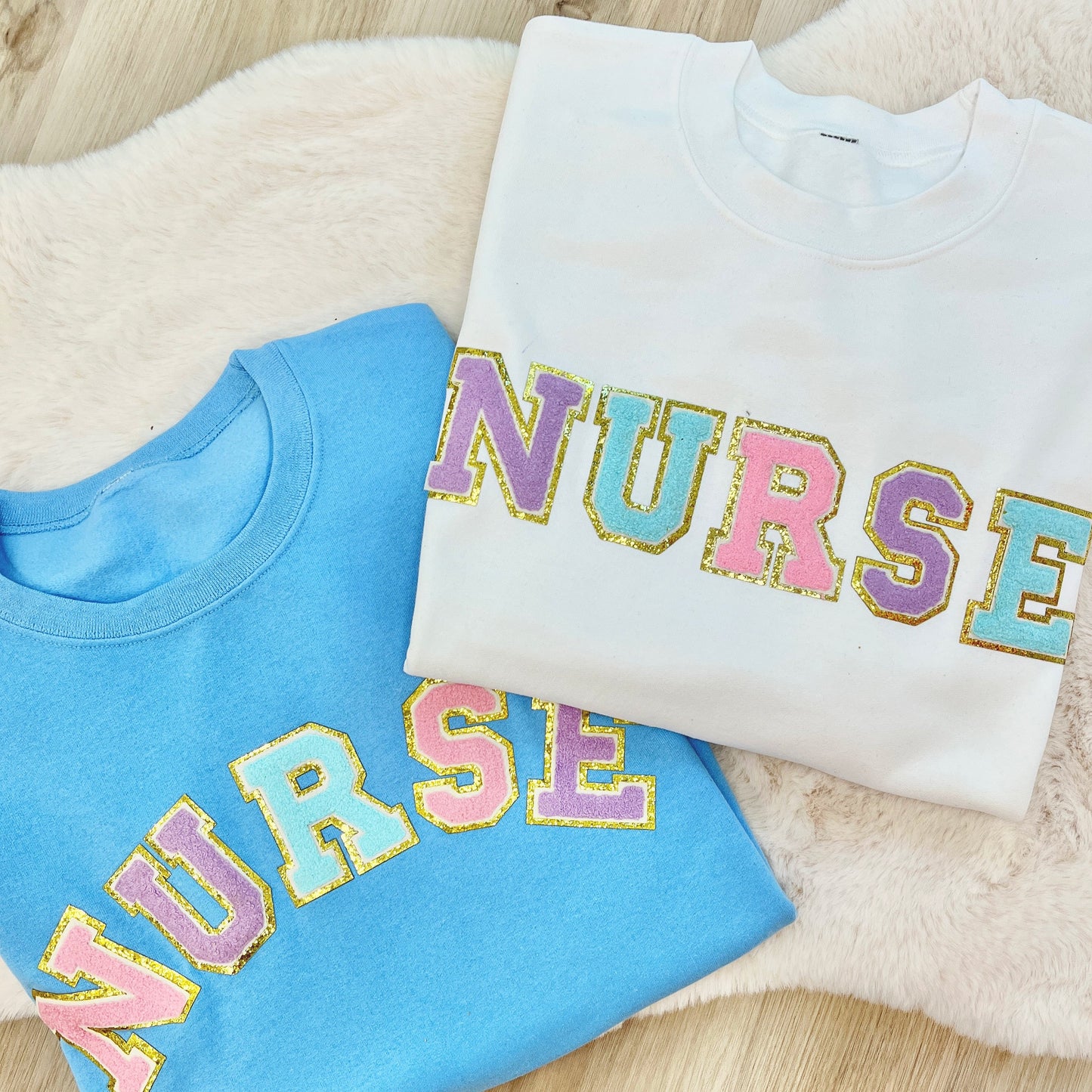 Nurse Colorful Letter Patch Crewneck Sweatshirt