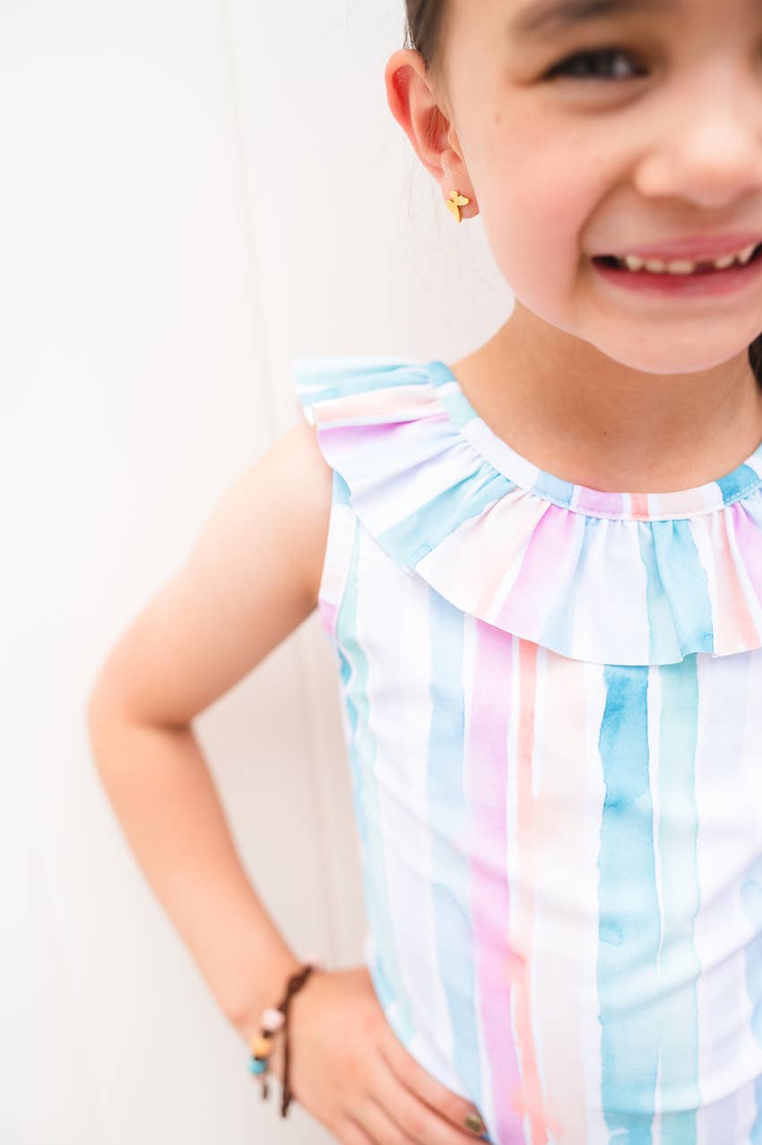 Lorelai Swim in Watercolor Stripe