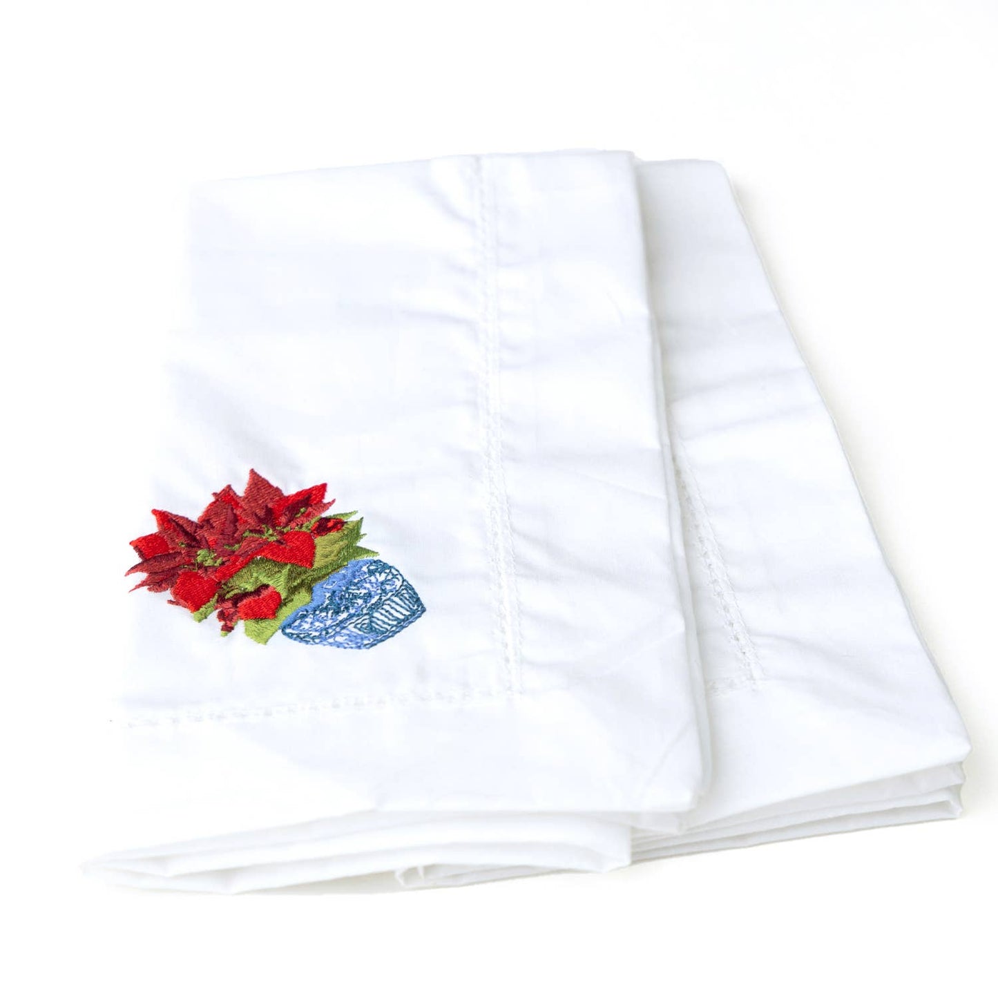 8 Oak Lane - Poinsettia Embroidered Dinner Napkin