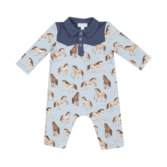 L/S Cowboy Romper - Horses