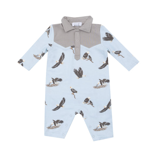 L/S CowBoy Romper - Bald Eagles