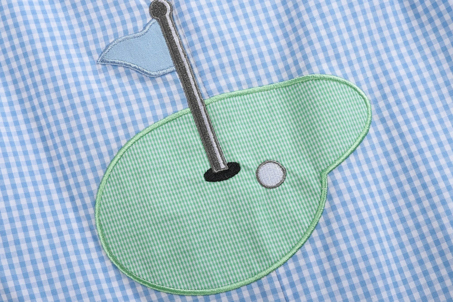 Lil Cactus - Blue Gingham Golf Hole Shortall