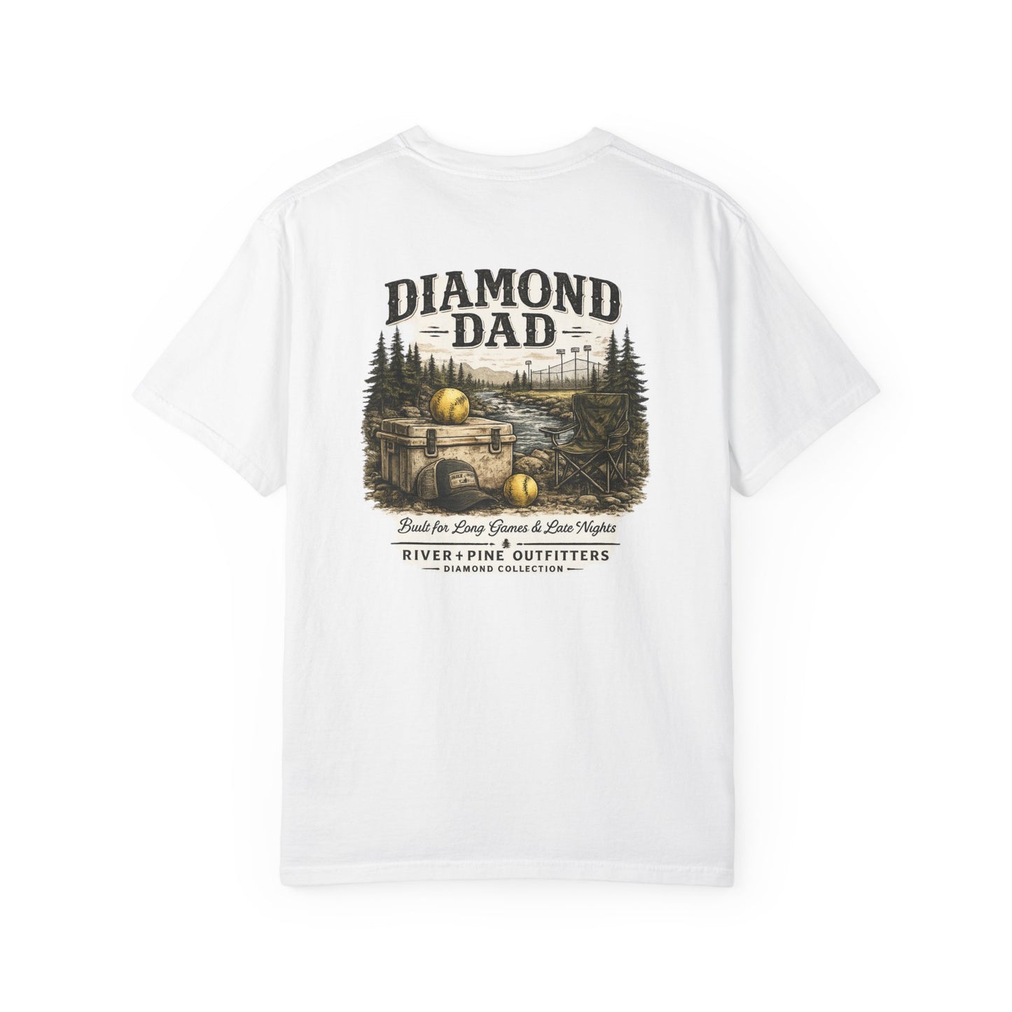 River + Pine Comfort Colors - Diamond Dad - Cooler & Softballs
