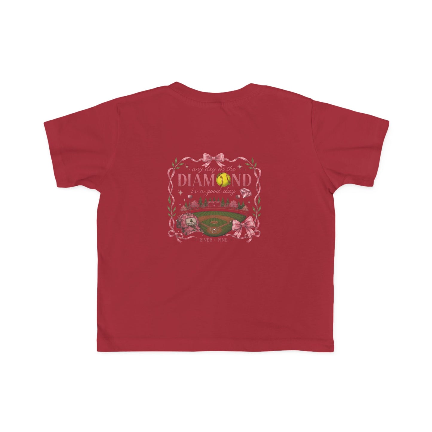 River + Pine - Any Day on the Diamond is a Good Day Girls Softball Toddler Tee