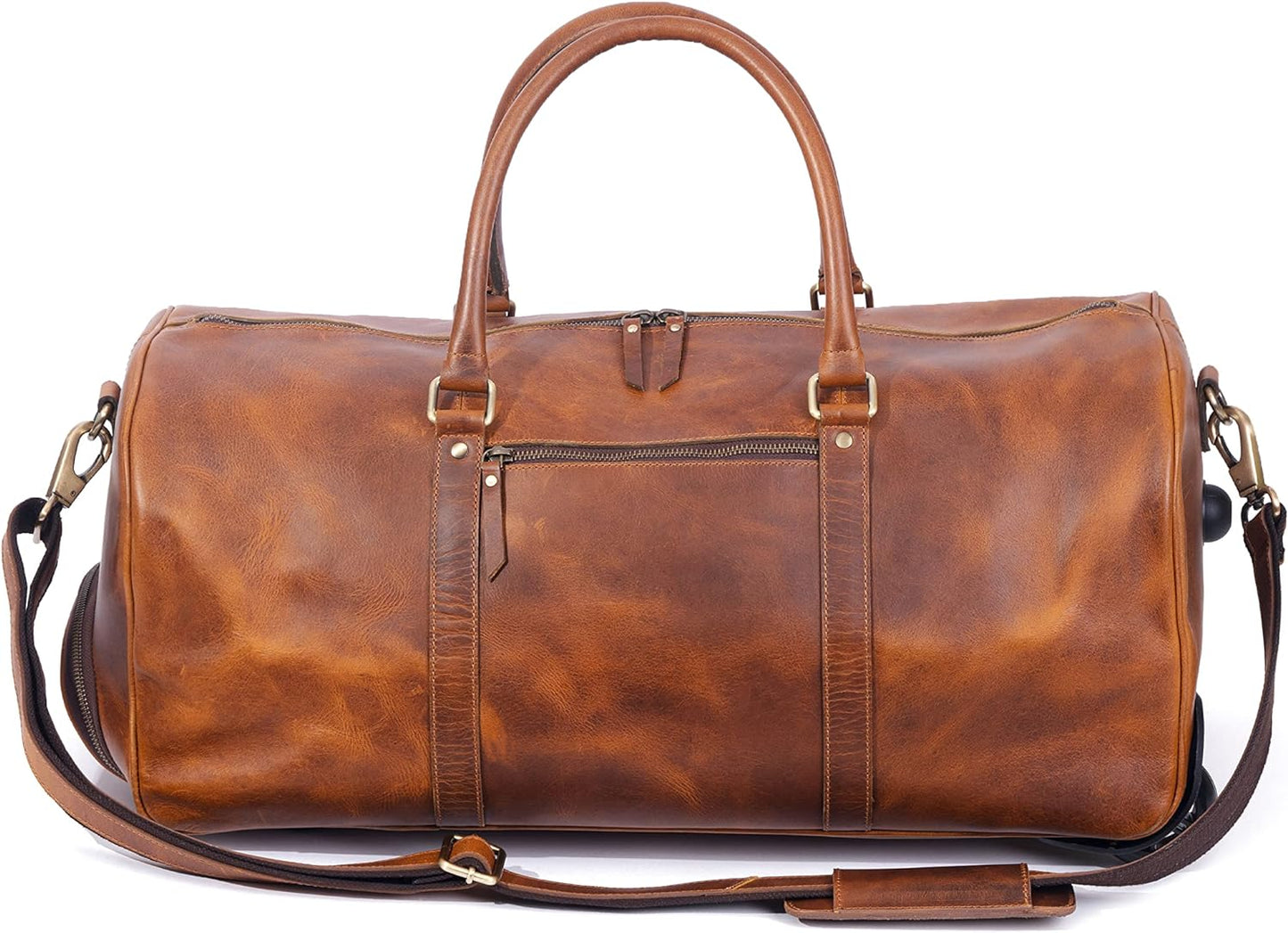 Tan Leather Trolley Bag 44L