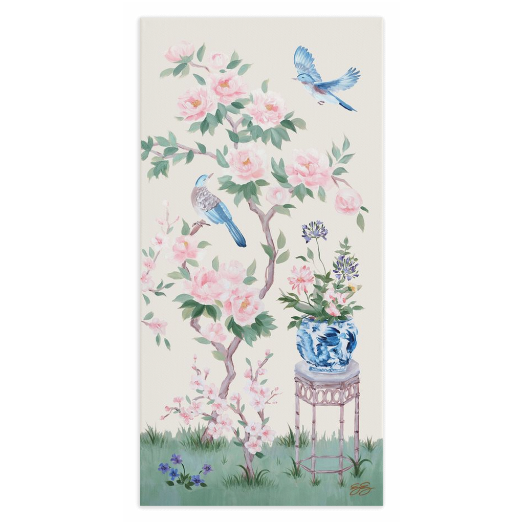 June, an ivory chinoiserie canvas wrap