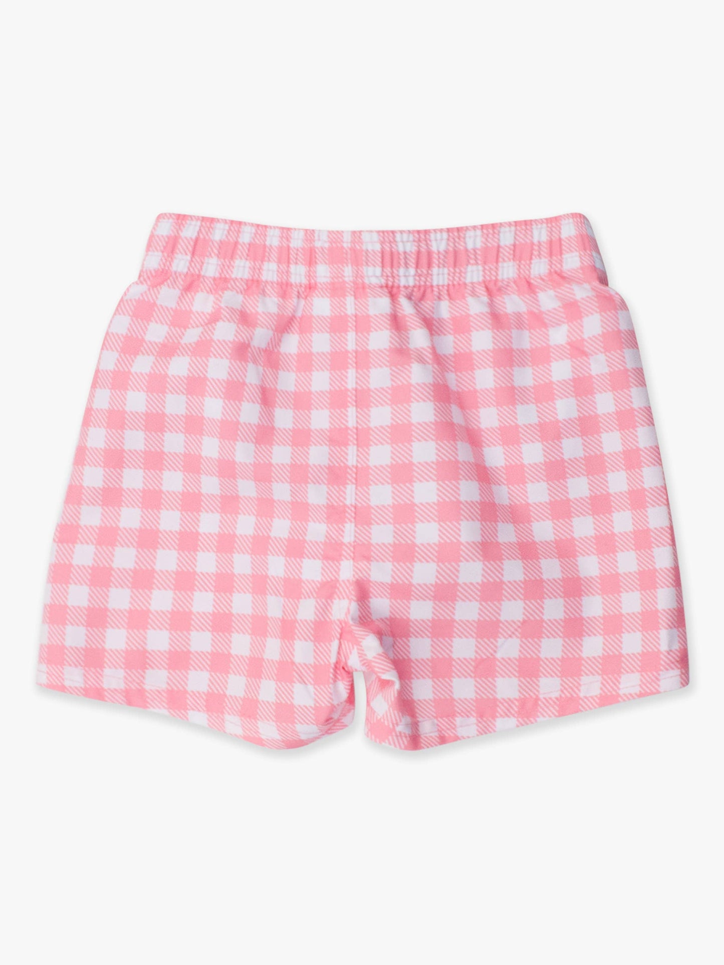 RuffleButts + RuggedButts - Boys Bubblegum Pink Gingham Swim Trunks