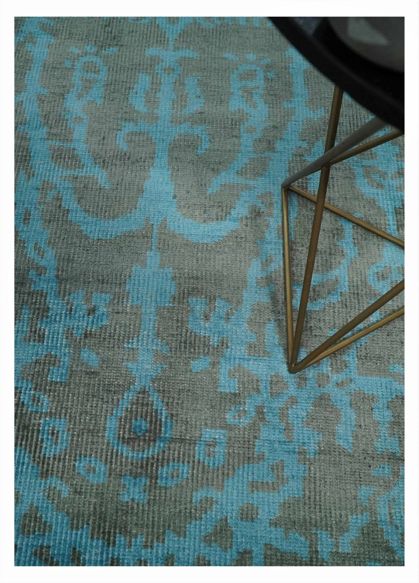 4.5x6.5 Hand Knotted Blue and Gray Modern Persian Style Contemporary Art Silk Area Rug | OP133