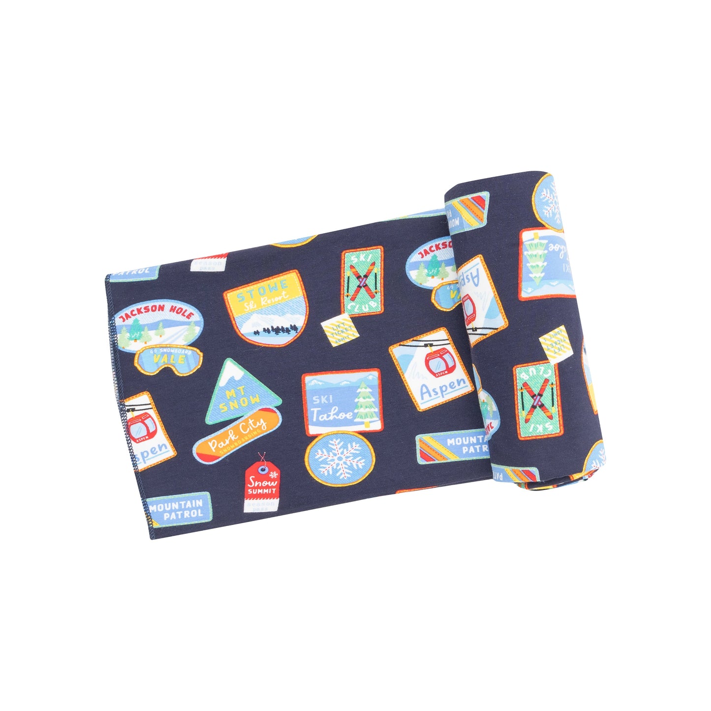 Swaddle Blanket - Vintage Ski Patches