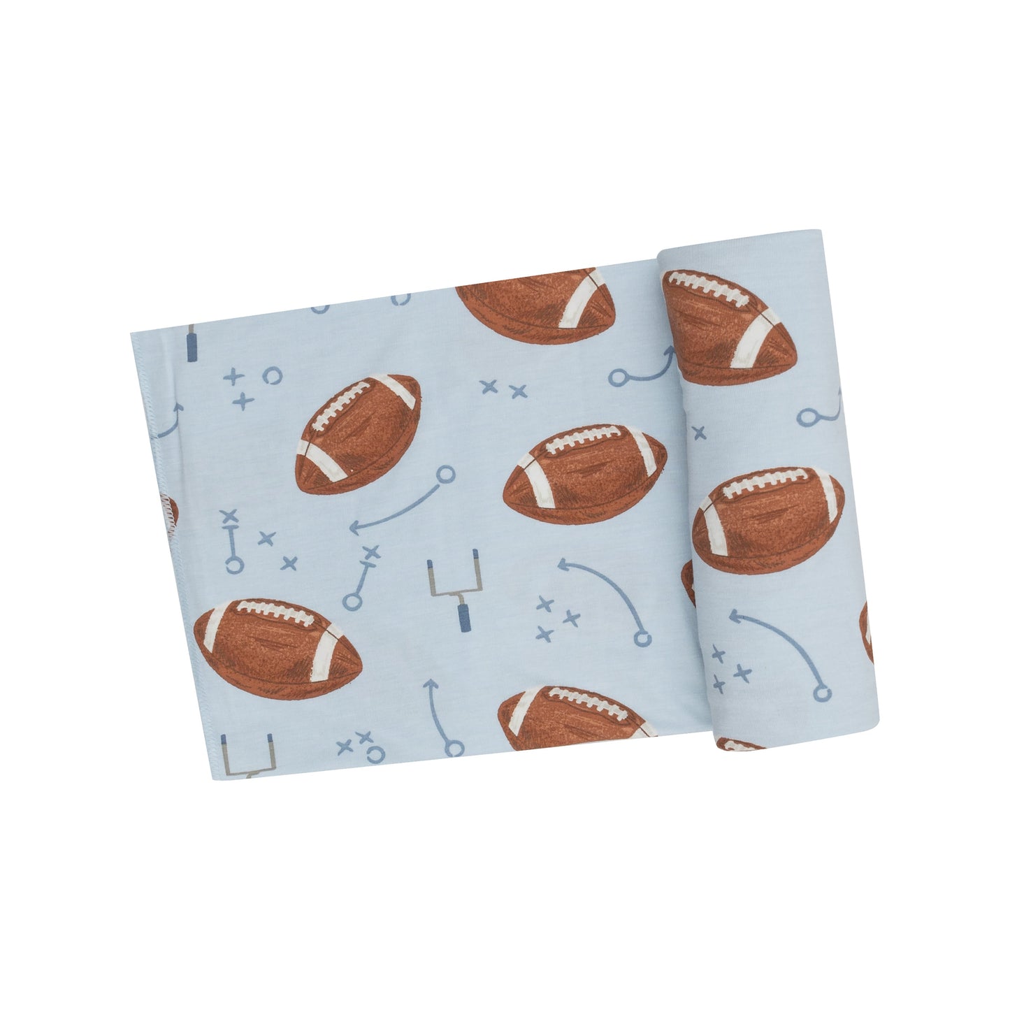 Swaddle Blanket - Footballs Blue