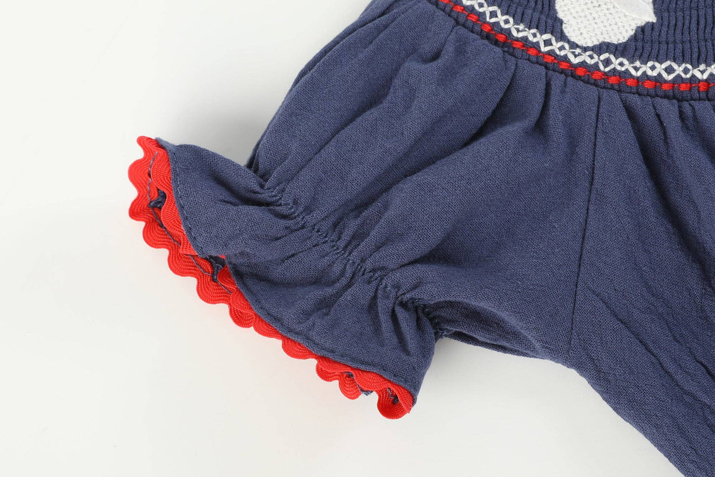 Lil Cactus - Navy Blue Santa Smocked Bubble Romper