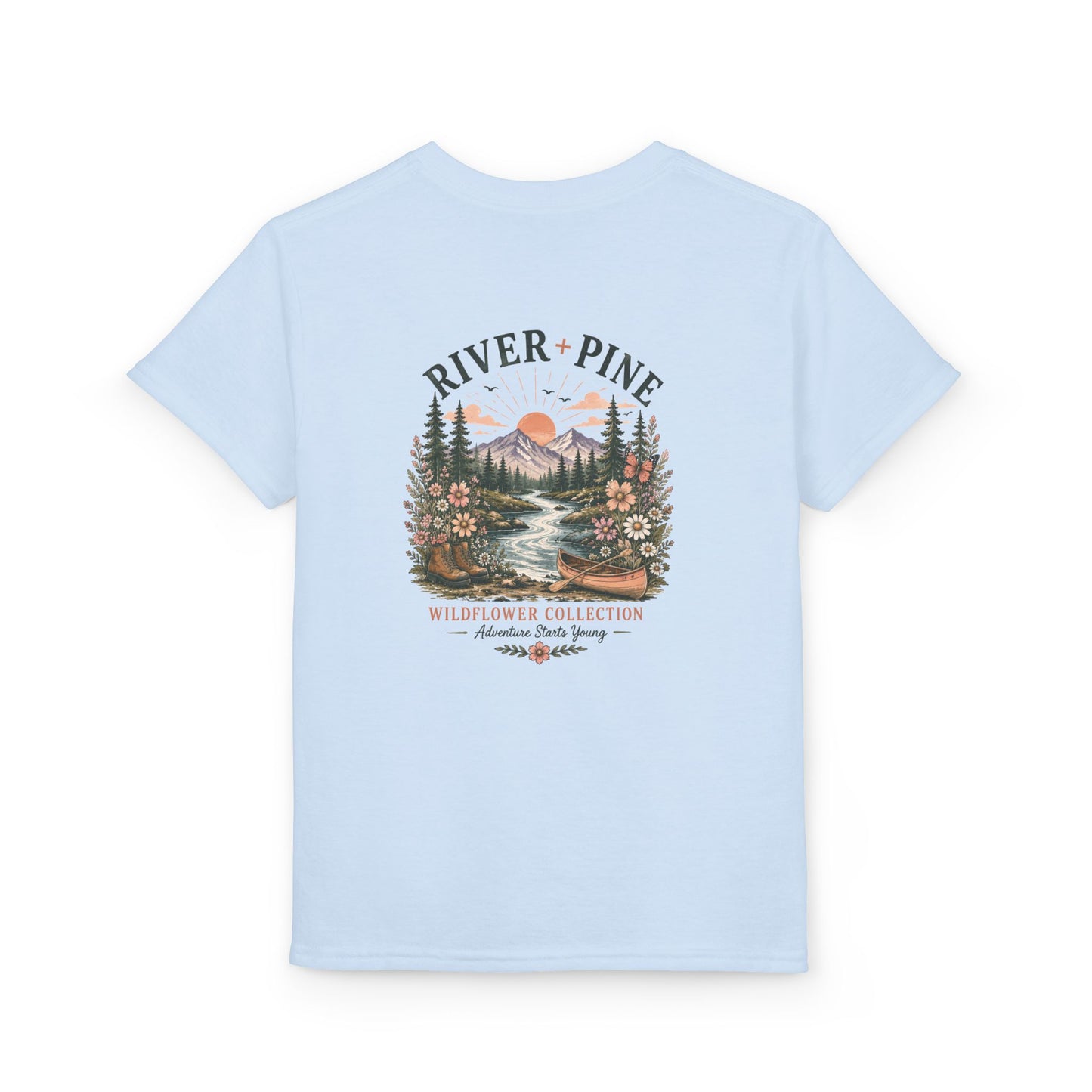 River + Pine Youth T-Shirt — Wildflower Collection Nature Graphic